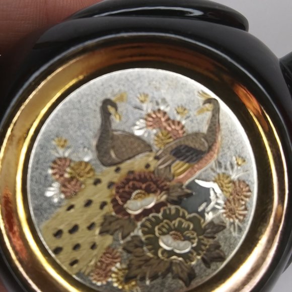 Chokin Art miniature teapot Made in Japan peacocks - Picture 2 of 15